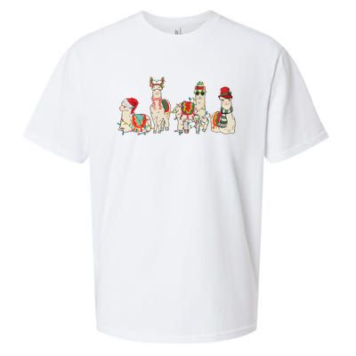 Retro Lama Merry Christmas Sweatshirt Llama Xmas Light Funny Alpaca Sueded Cloud Jersey T-Shirt