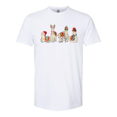 Retro Lama Merry Christmas Sweatshirt Llama Xmas Light Funny Alpaca Softstyle CVC T-Shirt