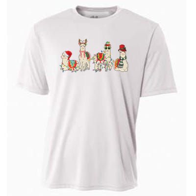 Retro Lama Merry Christmas Sweatshirt Llama Xmas Light Funny Alpaca Cooling Performance Crew T-Shirt