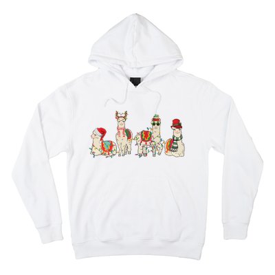 Retro Lama Merry Christmas Sweatshirt Llama Xmas Light Funny Alpaca Hoodie