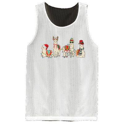 Retro Lama Merry Christmas Sweatshirt Llama Xmas Light Funny Alpaca Mesh Reversible Basketball Jersey Tank