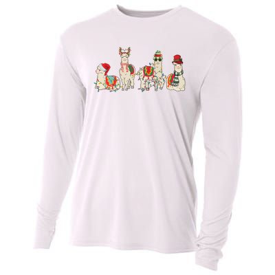 Retro Lama Merry Christmas Sweatshirt Llama Xmas Light Funny Alpaca Cooling Performance Long Sleeve Crew