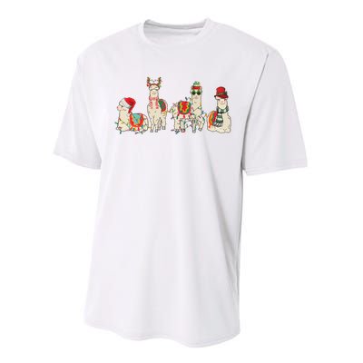 Retro Lama Merry Christmas Sweatshirt Llama Xmas Light Funny Alpaca Performance Sprint T-Shirt