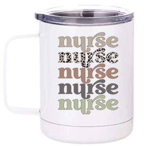 Retro Leopard Nurse Life Registered Nurse NurseS Day Gift 12 oz Stainless Steel Tumbler Cup