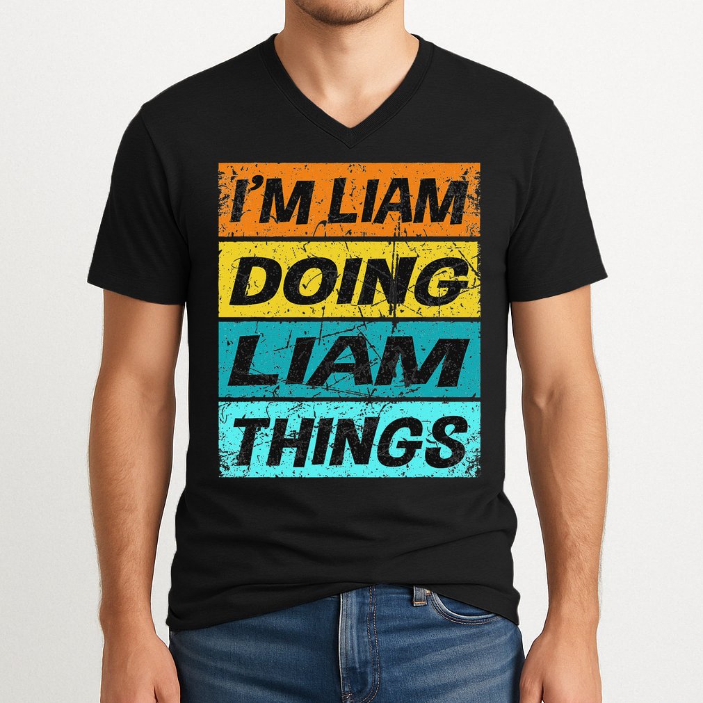 Retro Liam Name Personalized Liam Name Men Kids V-Neck T-Shirt