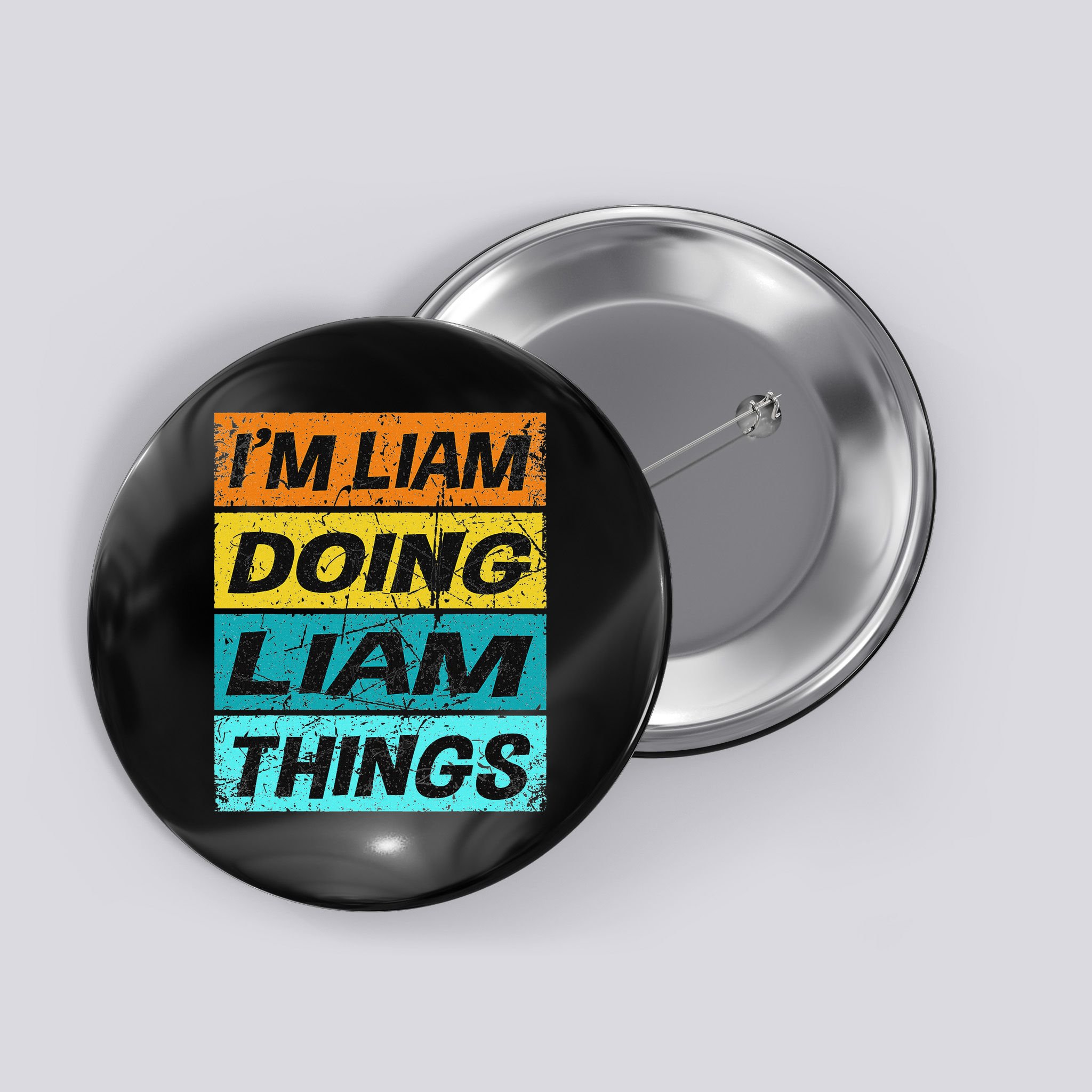 Retro Liam Name Personalized Liam Name Men Kids Button