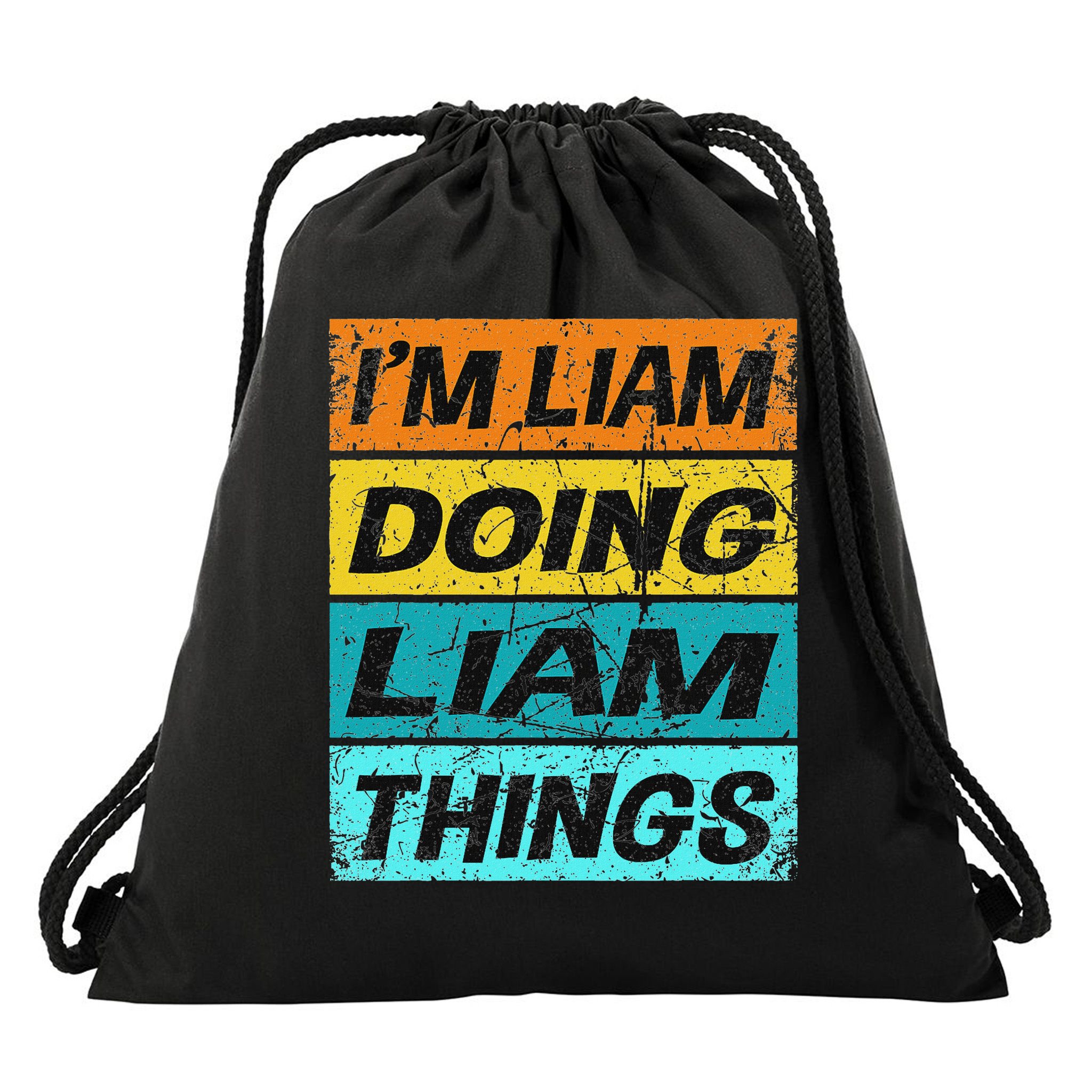 Retro Liam Name Personalized Liam Name Men Kids Drawstring Bag
