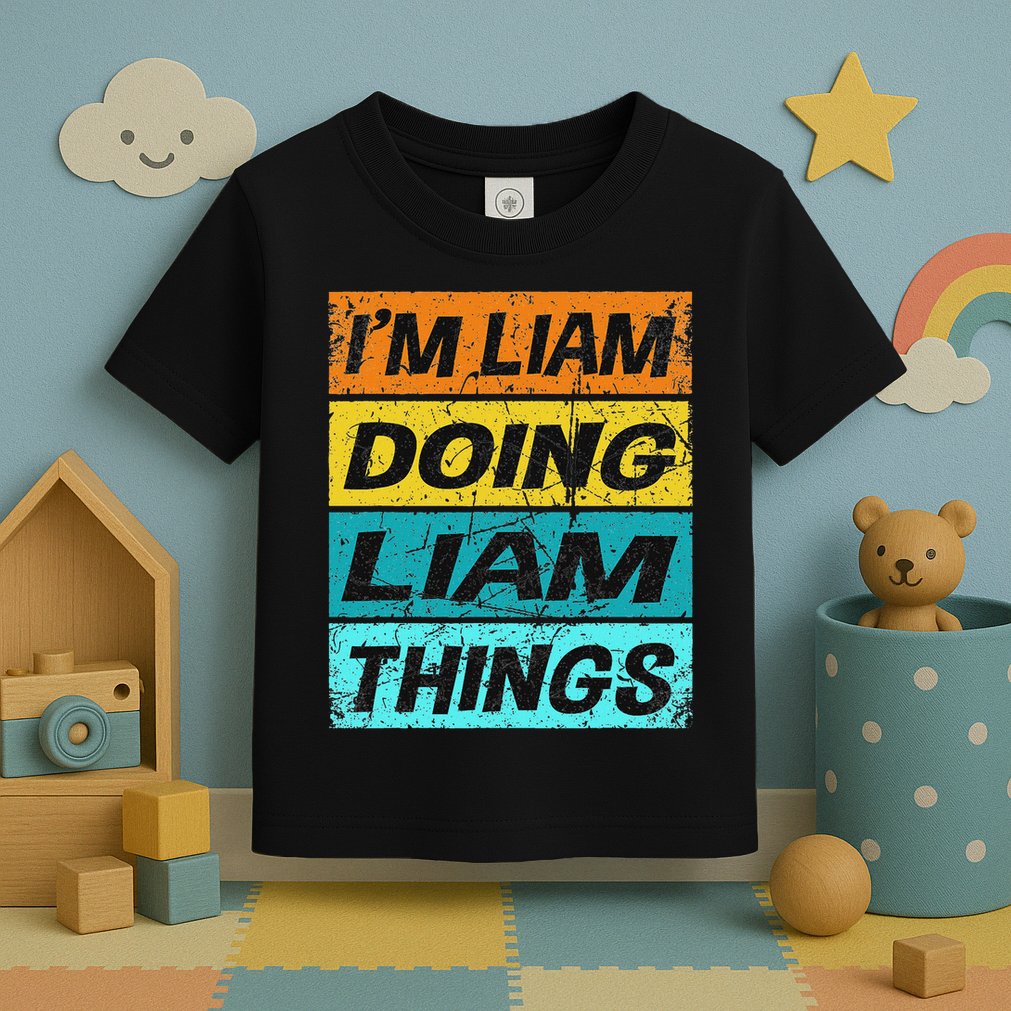 Retro Liam Name Personalized Liam Name Men Kids Toddler T-Shirt