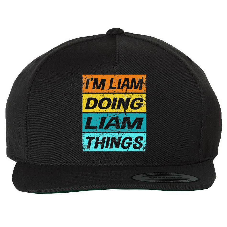 Retro Liam Name Personalized Liam Name Men Kids Wool Snapback Cap