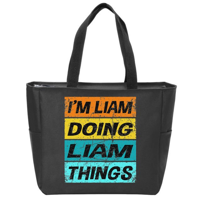 Retro Liam Name Personalized Liam Name Men Kids Zip Tote Bag