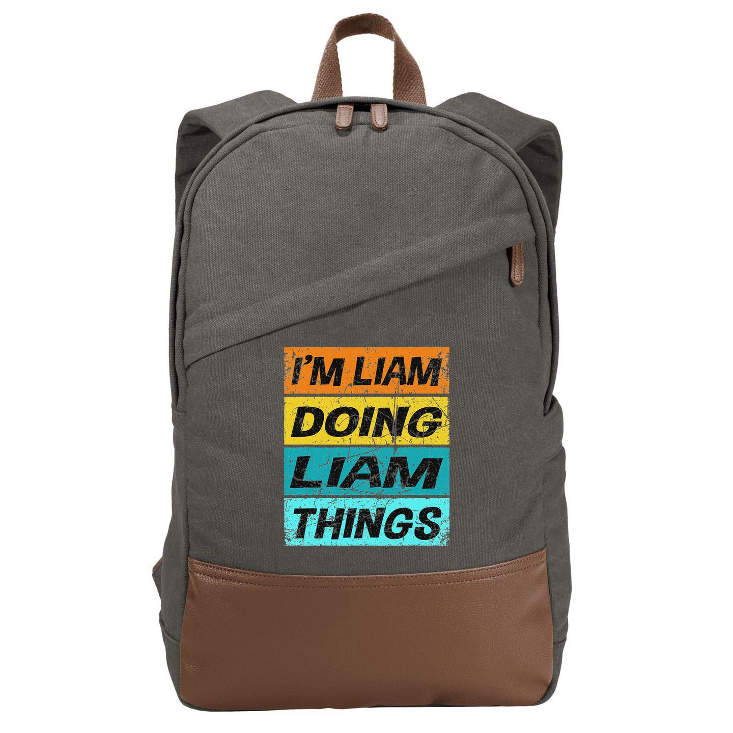 Retro Liam Name Personalized Liam Name Men Kids Cotton Canvas Backpack