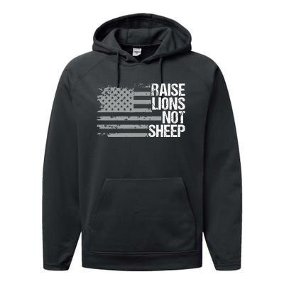 raise lions not sheep american patriotic lion Performance Fleece Hoodie