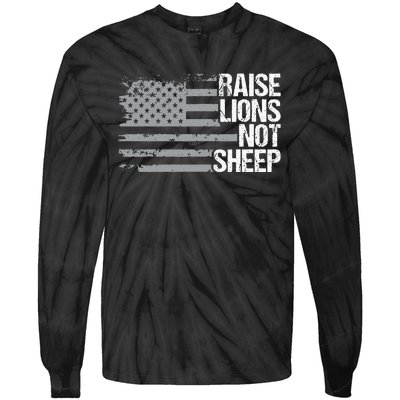 raise lions not sheep american patriotic lion Tie-Dye Long Sleeve Shirt