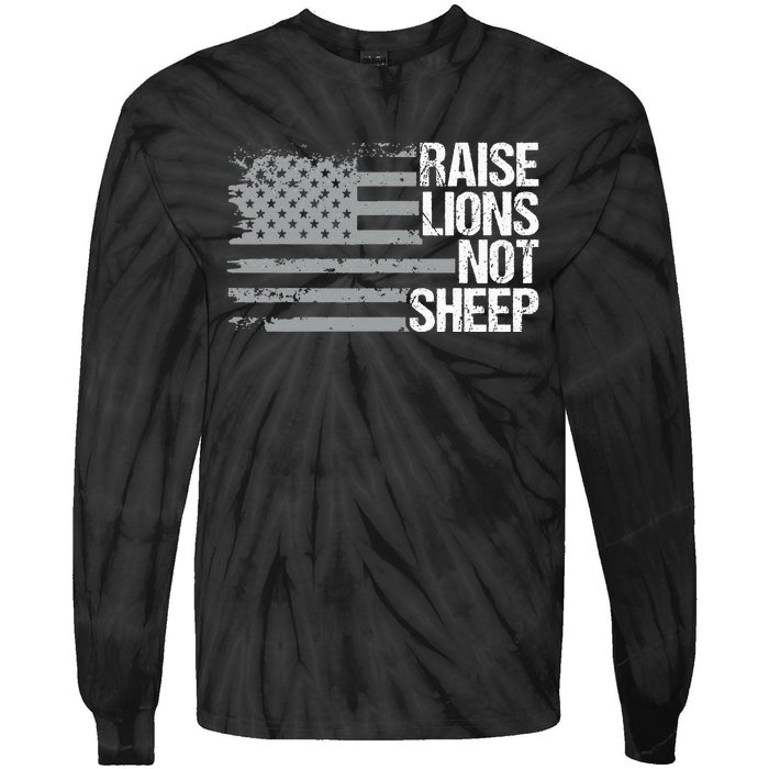 raise lions not sheep american patriotic lion Tie-Dye Long Sleeve Shirt