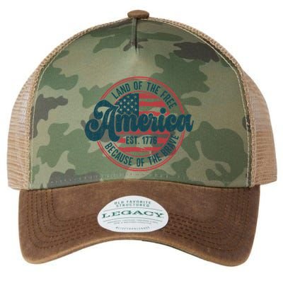 Retro Land Of The Free Because Of The Brave Legacy Tie Dye Trucker Hat