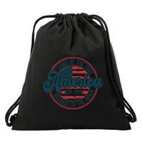Retro Land Of The Free Because Of The Brave Drawstring Bag