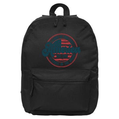 Retro Land Of The Free Because Of The Brave 16 in Basic Backpack