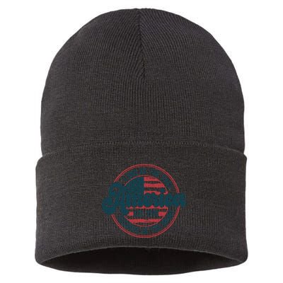 Retro Land Of The Free Because Of The Brave Sustainable Knit Beanie