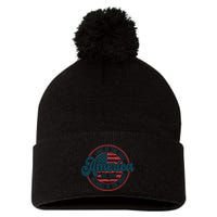 Retro Land Of The Free Because Of The Brave Pom Pom 12in Knit Beanie