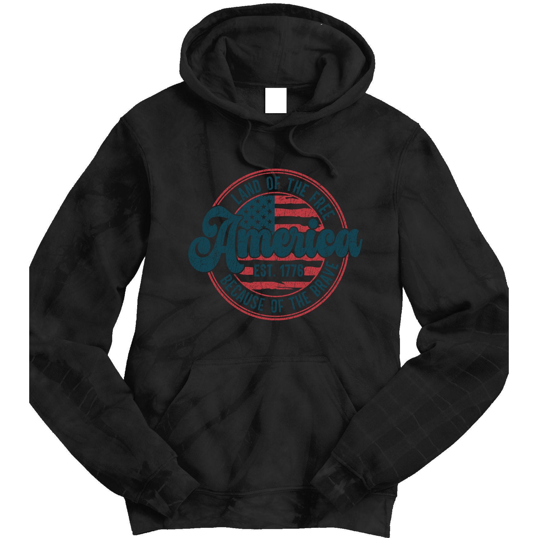 Retro Land Of The Free Because Of The Brave Tie Dye Hoodie