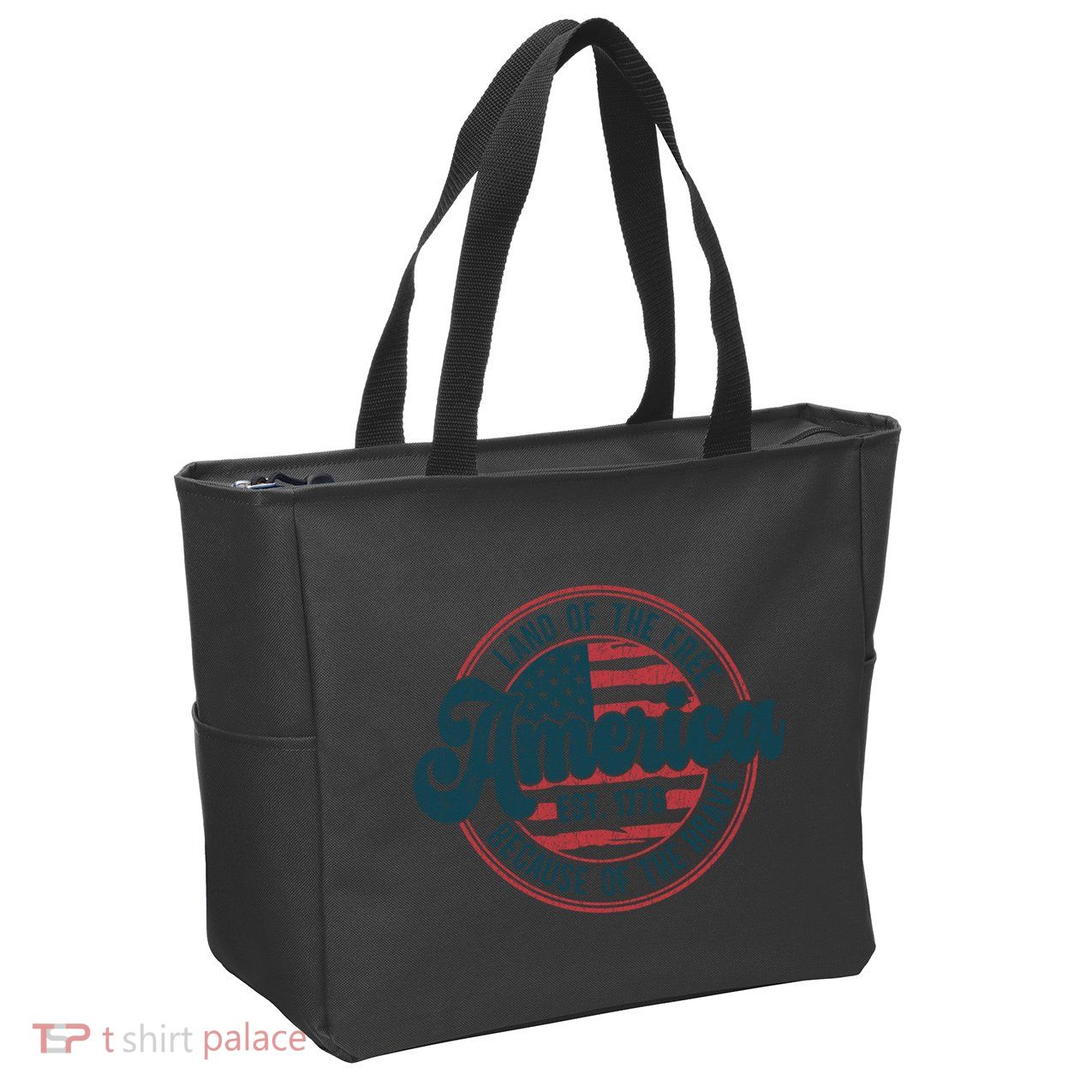 Retro Land Of The Free Because Of The Brave Zip Tote Bag