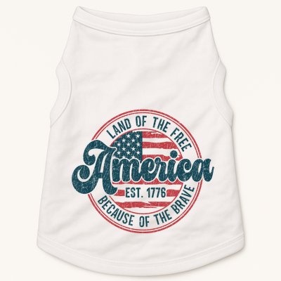 Retro Land Of The Free Because Of The Brave Doggie Tank