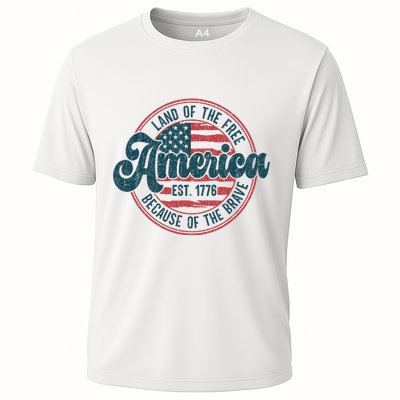 Retro Land Of The Free Because Of The Brave Performance Shirt