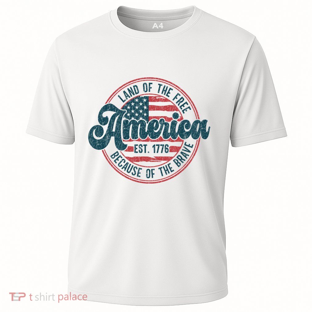 Retro Land Of The Free Because Of The Brave Performance Shirt