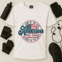 Retro Land Of The Free Because Of The Brave Performance Shirt