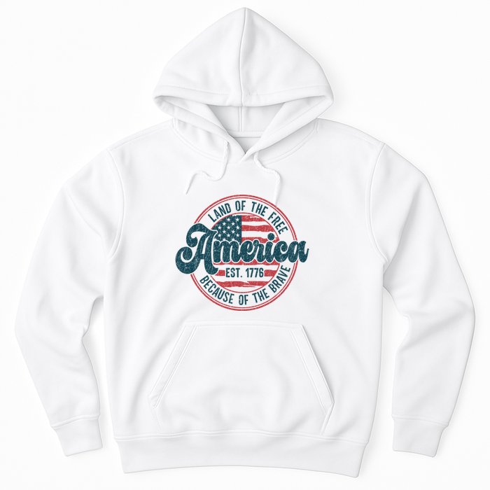 Retro Land Of The Free Because Of The Brave Hoodie
