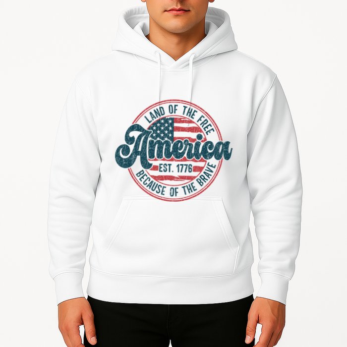 Retro Land Of The Free Because Of The Brave Hoodie