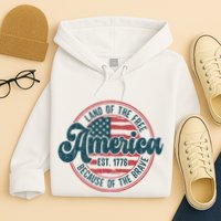 Retro Land Of The Free Because Of The Brave Hoodie