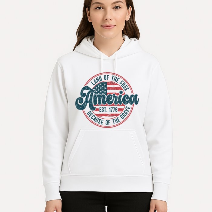 Retro Land Of The Free Because Of The Brave Hoodie