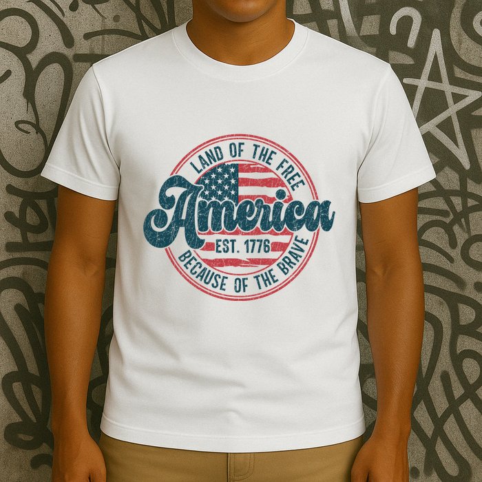 Retro Land Of The Free Because Of The Brave T-Shirt