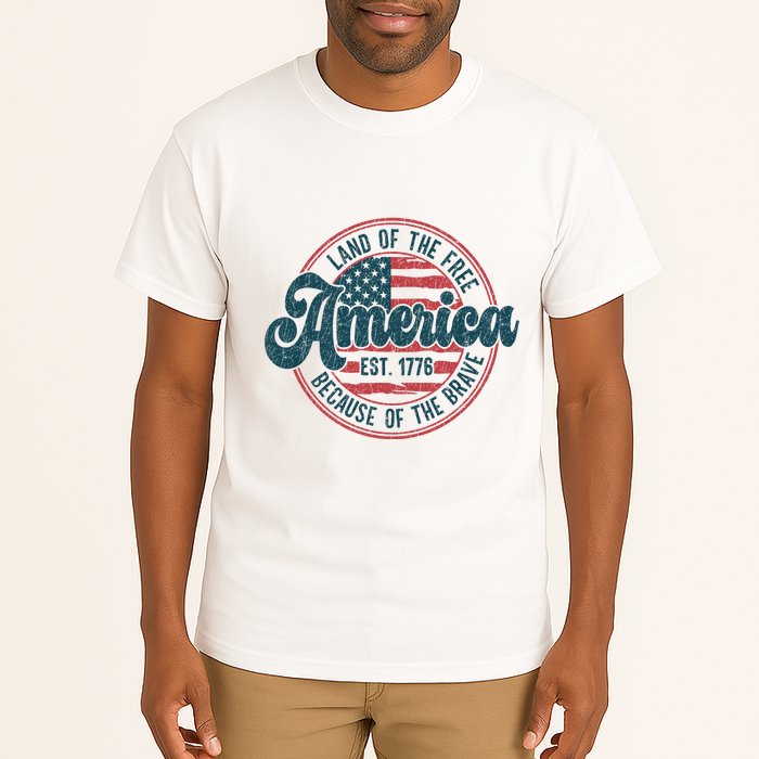 Retro Land Of The Free Because Of The Brave Tall T-Shirt