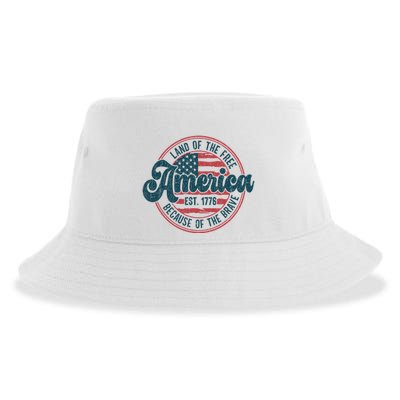 Retro Land Of The Free Because Of The Brave Sustainable Bucket Hat