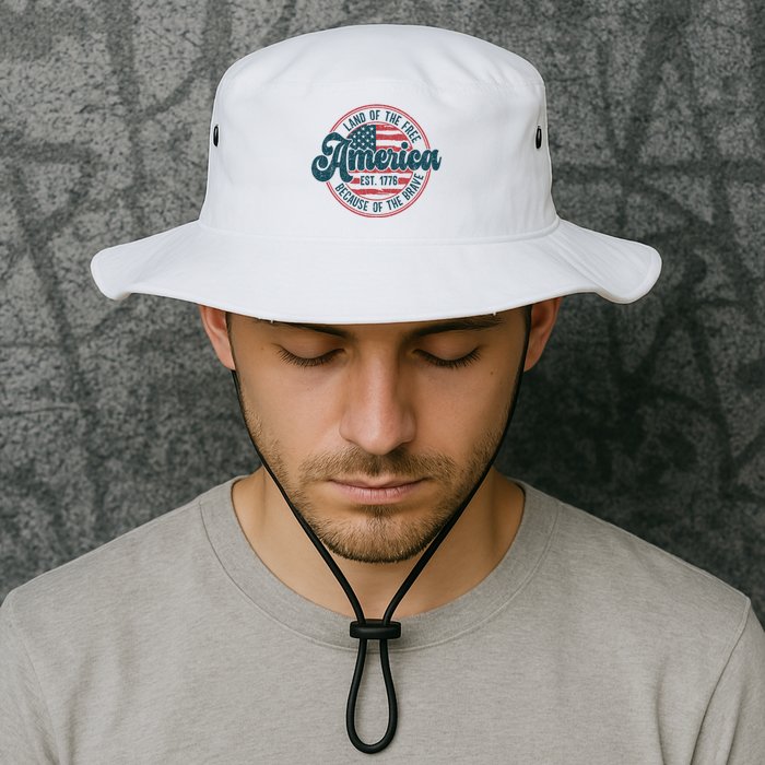 Retro Land Of The Free Because Of The Brave Bucket Hat