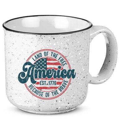 Retro Land Of The Free Because Of The Brave 15oz Campfire Ceramic Mug
