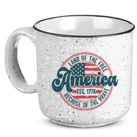 Retro Land Of The Free Because Of The Brave 15oz Campfire Ceramic Mug
