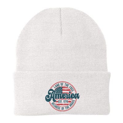 Retro Land Of The Free Because Of The Brave Beanie