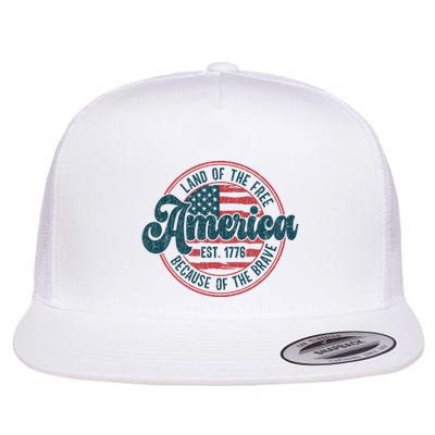 Retro Land Of The Free Because Of The Brave Flatbill Hat