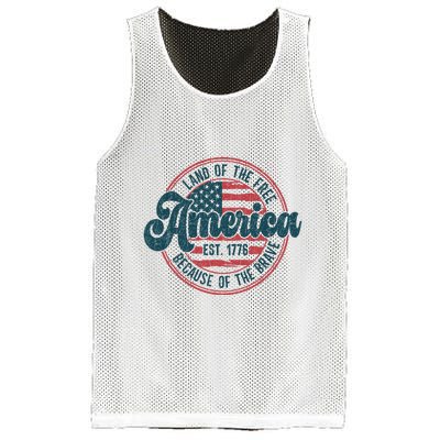 Retro Land Of The Free Because Of The Brave Mesh Reversible Basketball Jersey Tank