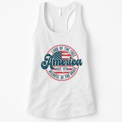 Retro Land Of The Free Because Of The Brave Womens Tank Top