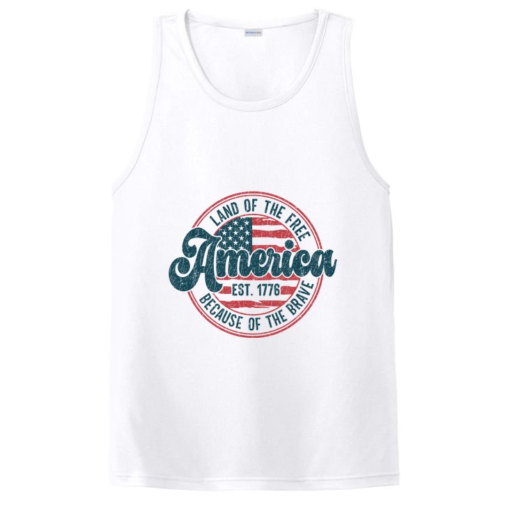 Retro Land Of The Free Because Of The Brave PosiCharge Competitor Tank