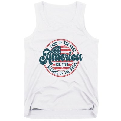 Retro Land Of The Free Because Of The Brave Tank Top