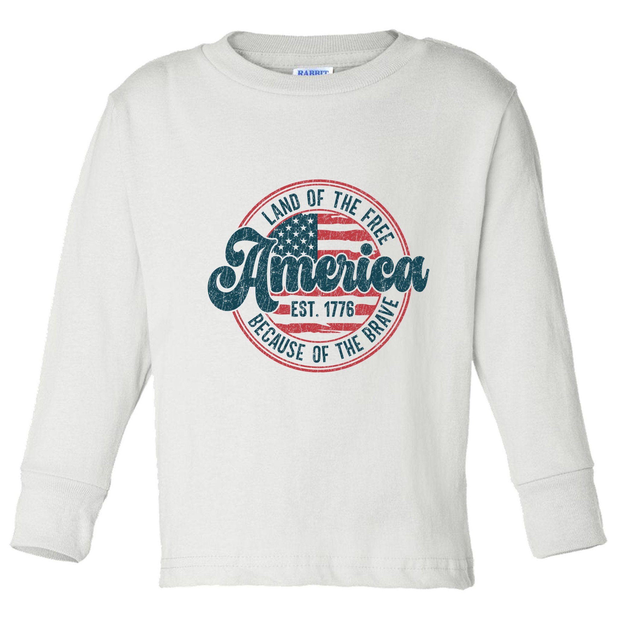Retro Land Of The Free Because Of The Brave Toddler Long Sleeve Shirt