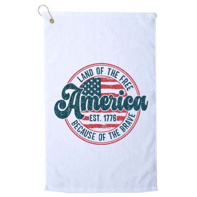 Retro Land Of The Free Because Of The Brave Golf Towel