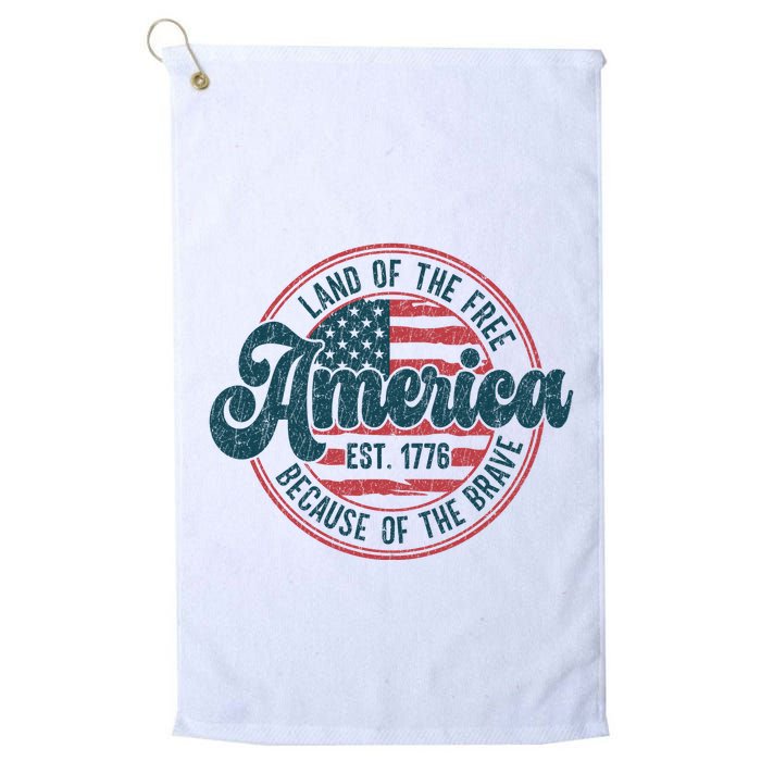 Retro Land Of The Free Because Of The Brave Golf Towel