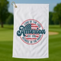 Retro Land Of The Free Because Of The Brave Golf Towel