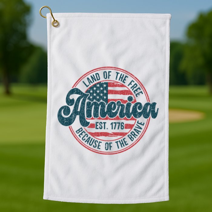 Retro Land Of The Free Because Of The Brave Golf Towel